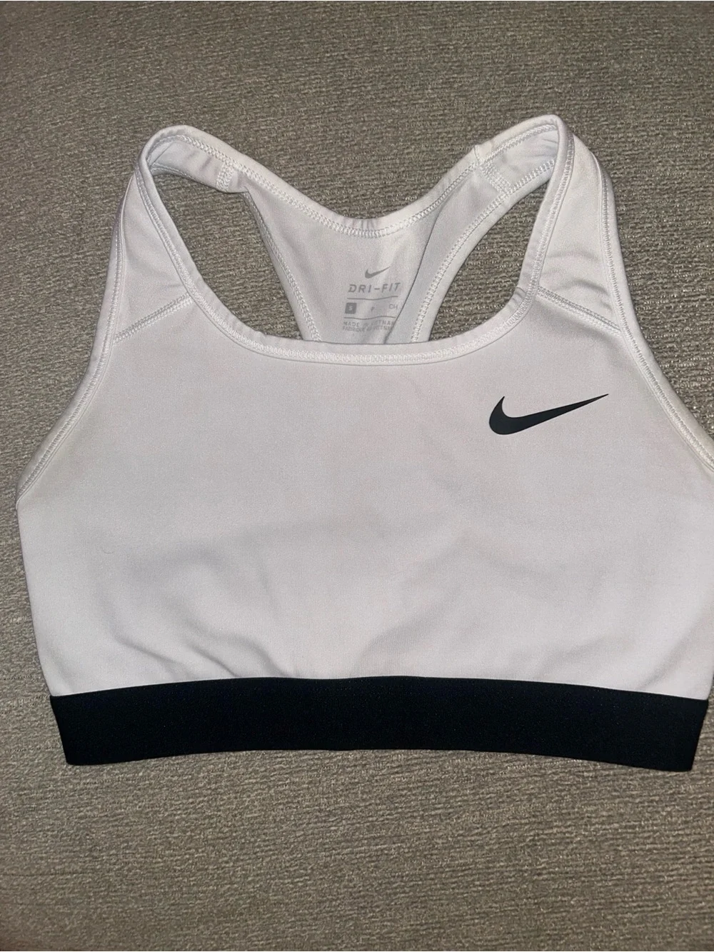 Nike White and Black Kids Dri-FIT Racerback Crop Top